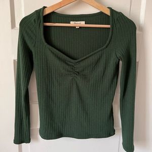 Madewell Ribbed Sweetheart Top Deep Forest Green XS